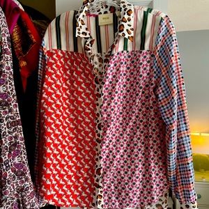 NWT Maeve Mixed Media Silk Blouse